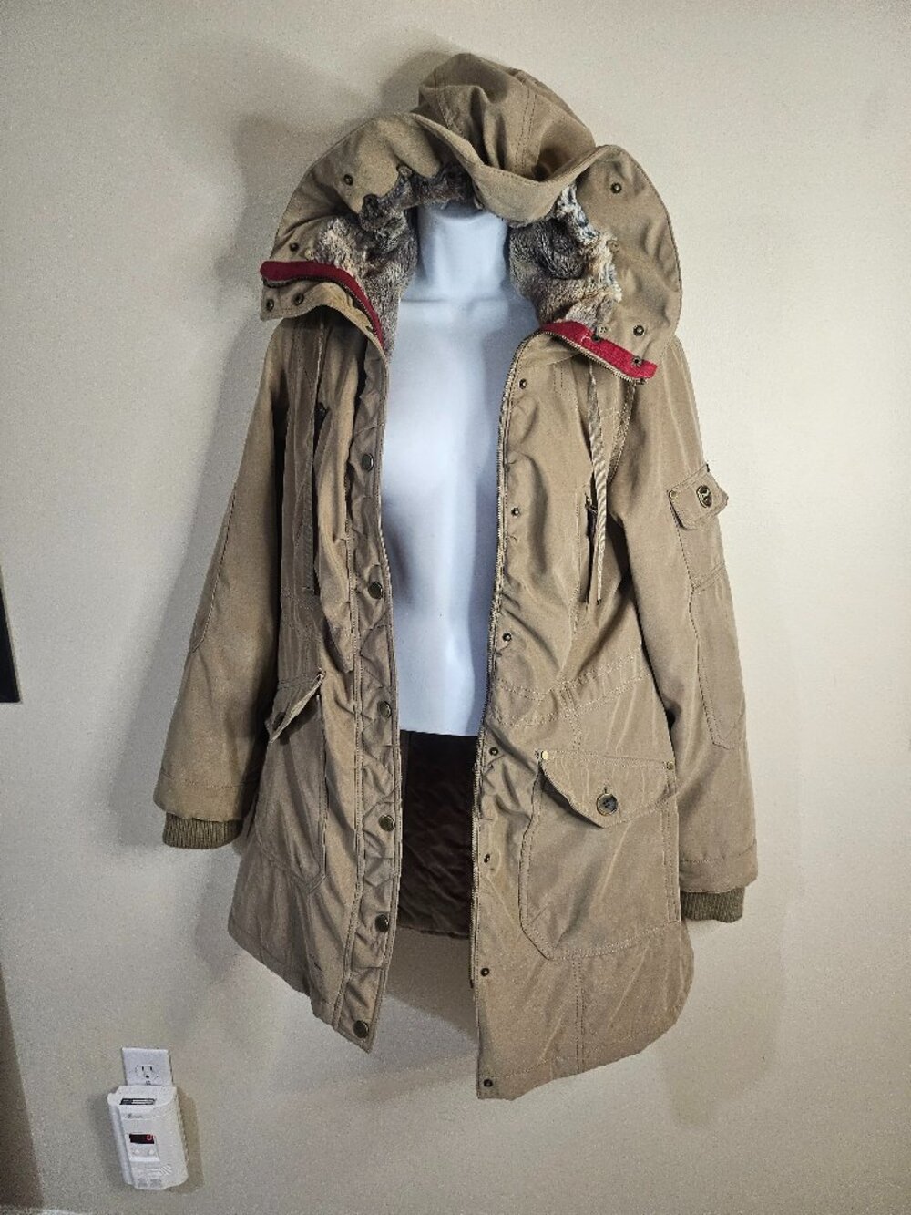 1 Madison Expedition Beige Hooded Parka Coat - Size S